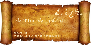 Löfler Árpád névjegykártya